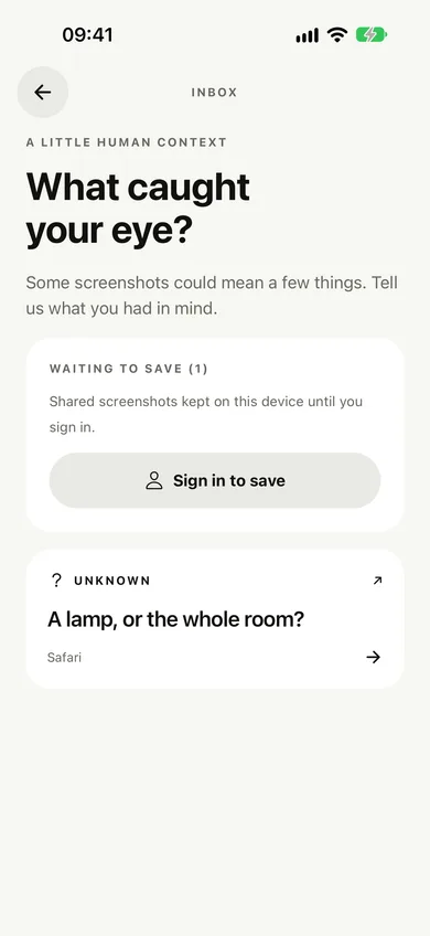 Inbox: screenshots waiting for a little context